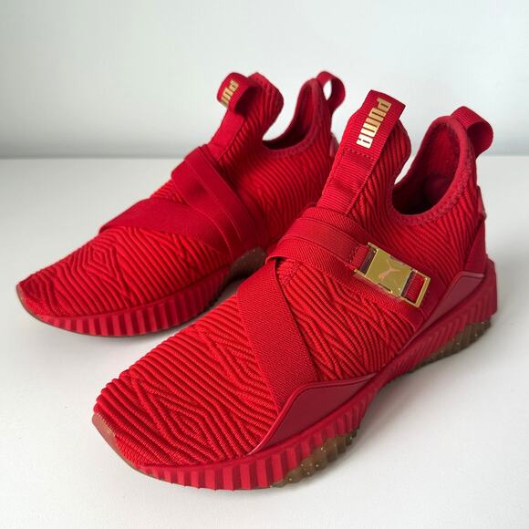 Puma Shoes - Puma Defy Varsity Mid Red Slip On Sneakers US 7.5
